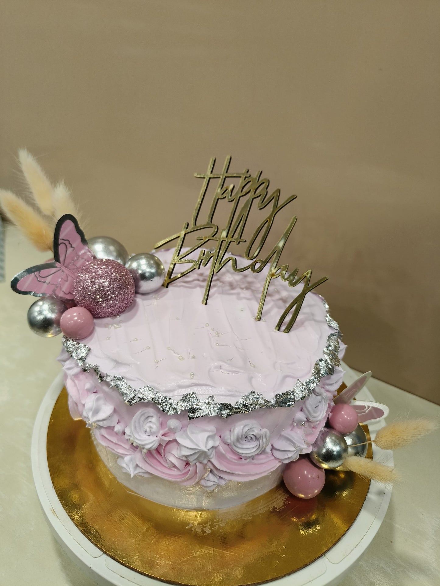 Elegant Pink Rosette Birthday Cake 🌸🎀