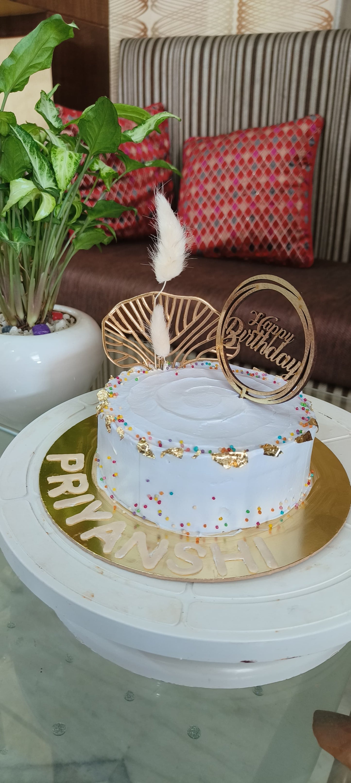 Elegant White Birthday Cake