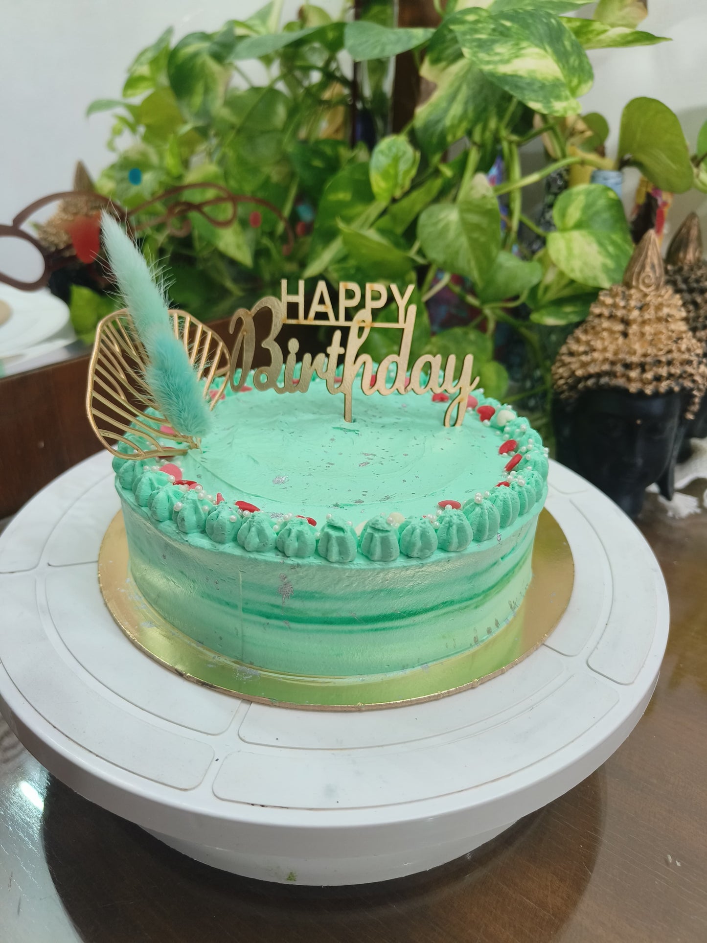 Elegant Mint Green Birthday Cake